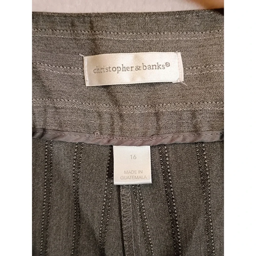 Professional Christopher & Banks Womens 16 Grey Pinstripe Straight Leg Trousers